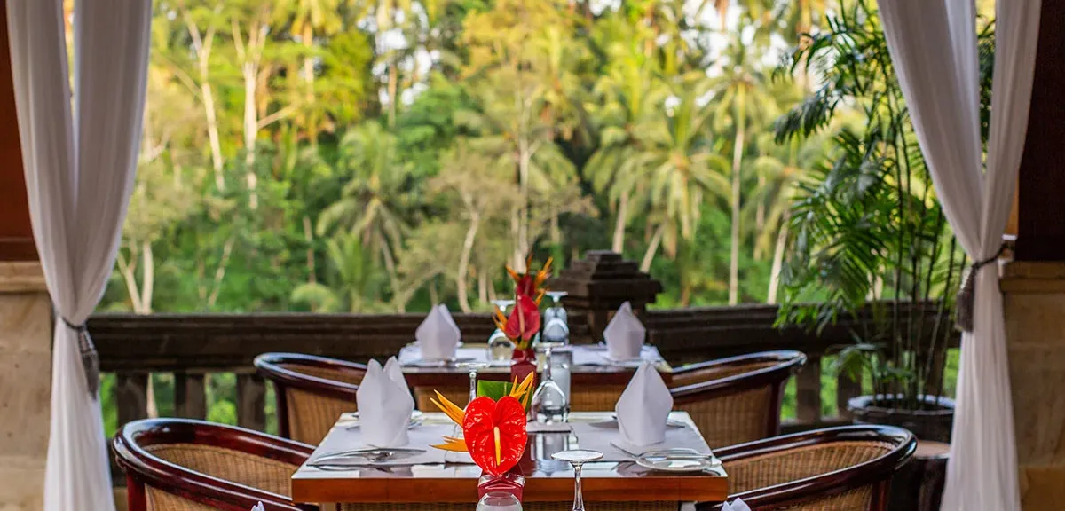 CasCades Restaurant dining view in Ubud, Bali, perfect for reservations.