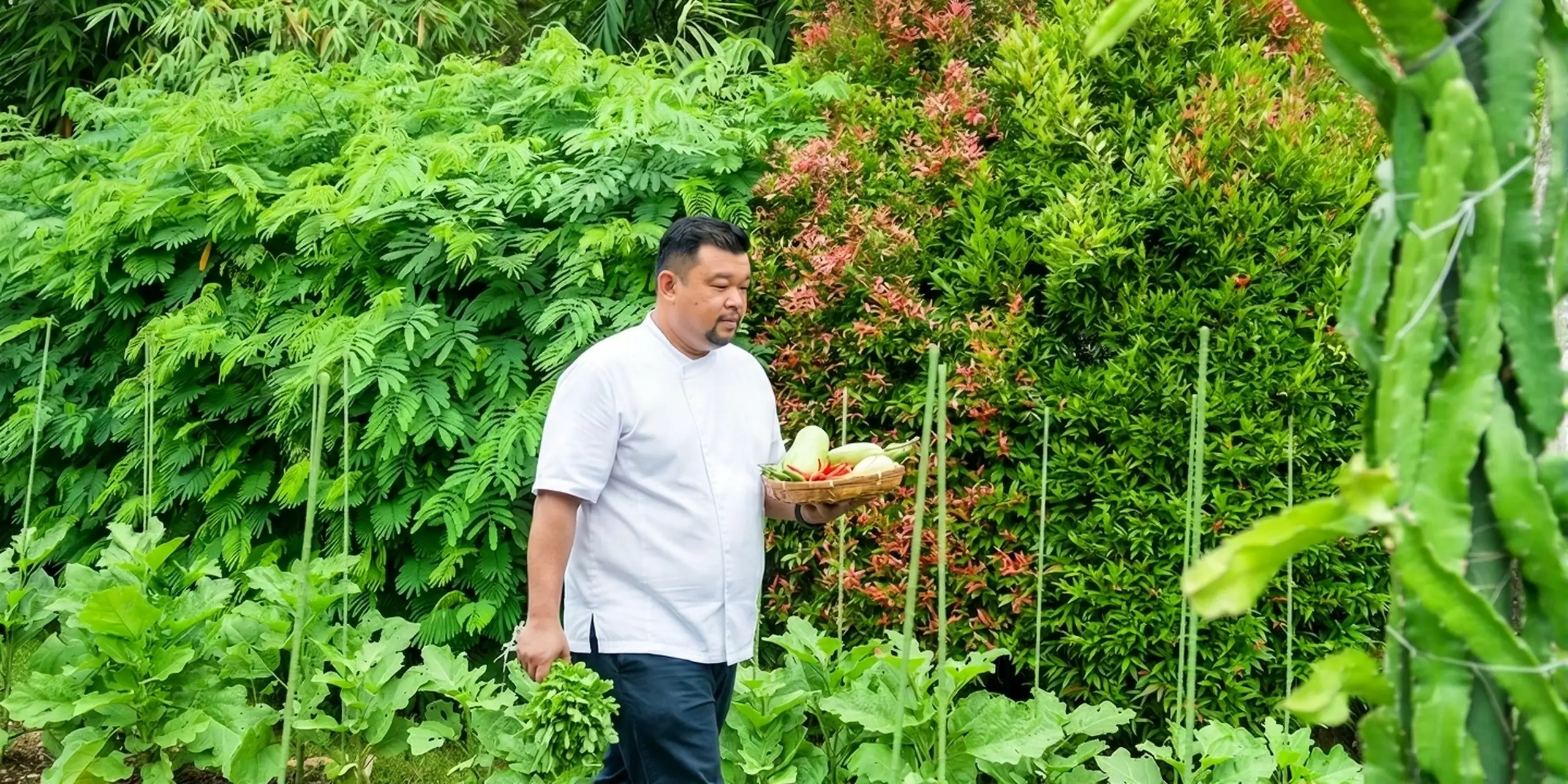 Cascades - Chef Gerry in organic green house